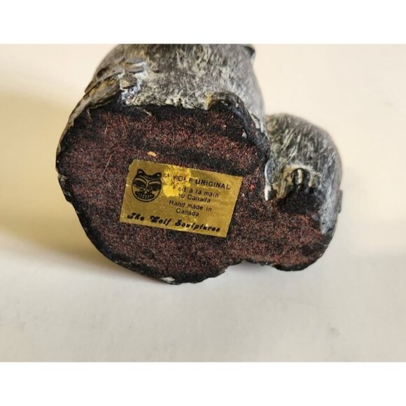 Wolf Original Mother Baby Owl Black Soapstone Carved Sculpture Vintage Figurine - Picture 5 of 5